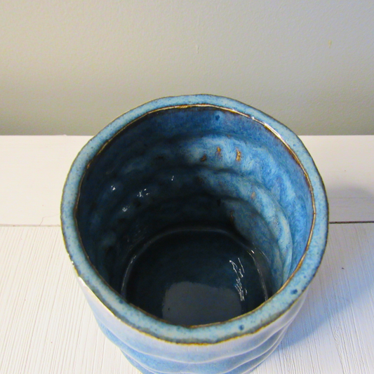 Stoned Denim Ripples Glaze Pottery - Handmade Ceramic Slab Pot