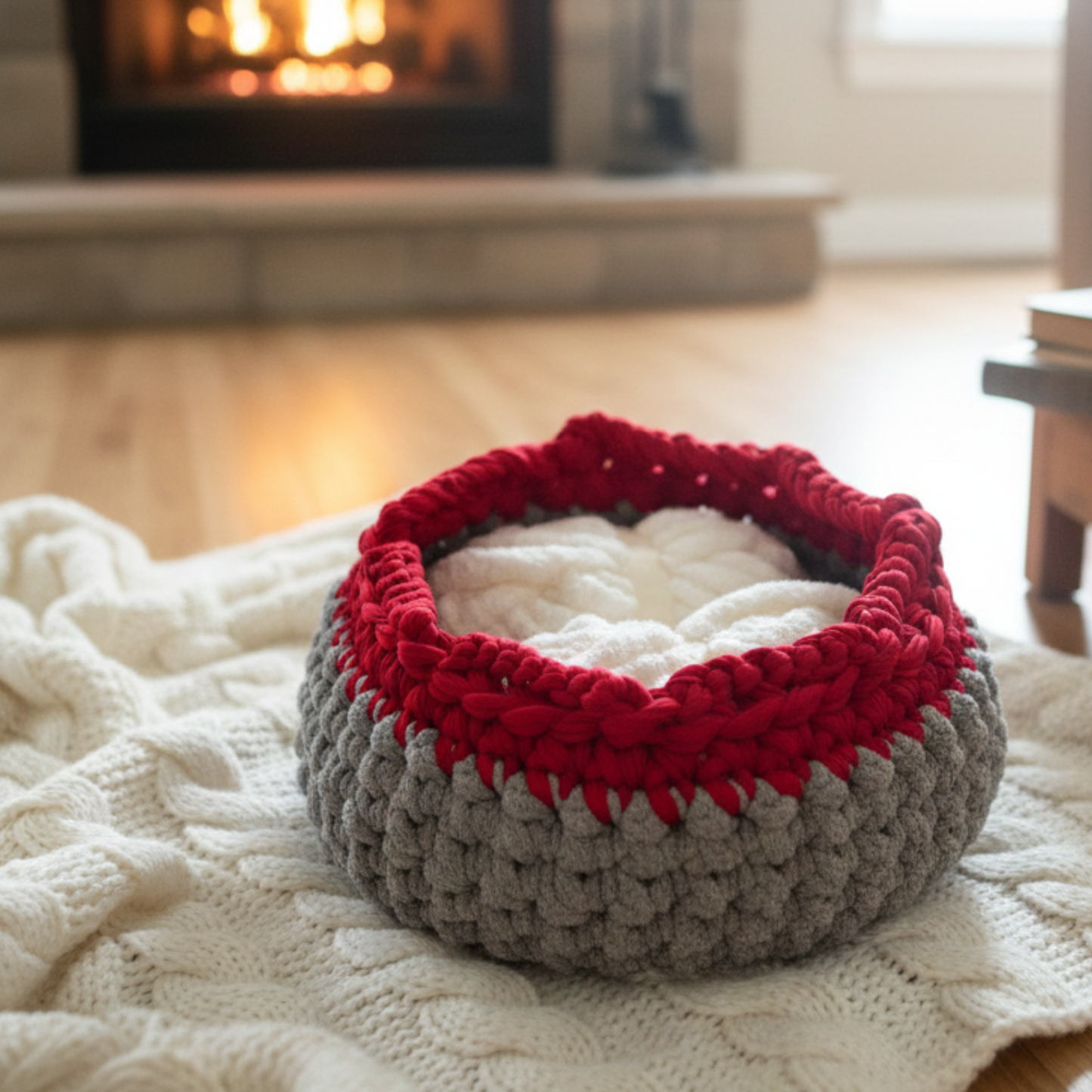 Crimson Comfort Cradle Basket - Crocheted Storage Basket