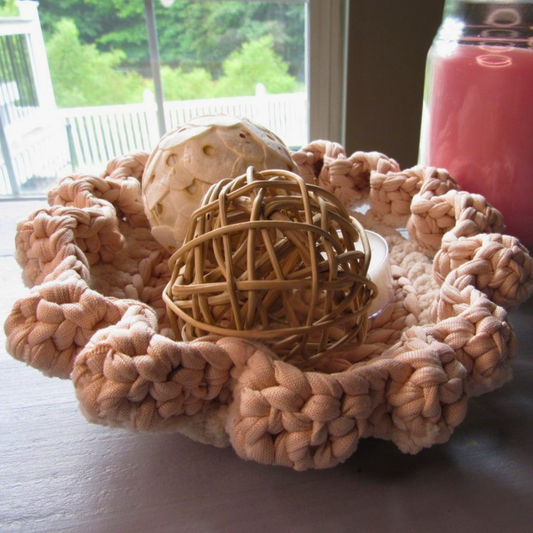 Flower Pedestal Basket - Crocheted Functional Basket