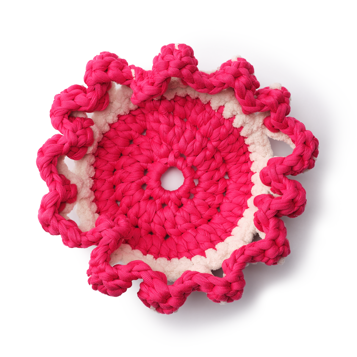 Flower Pedestal Basket - Crocheted Functional Basket