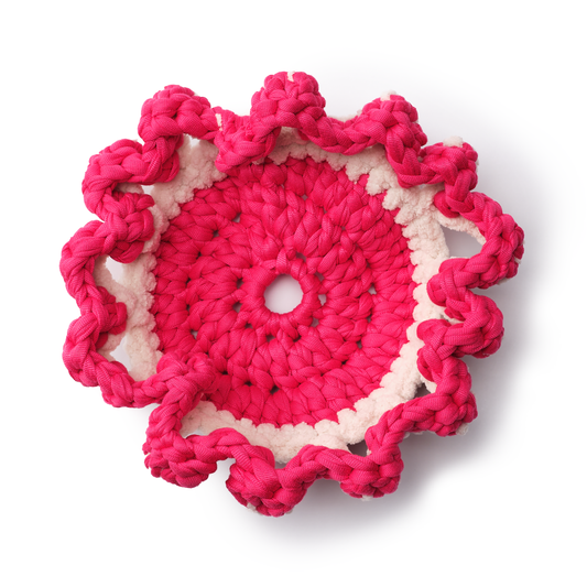Flower Pedestal Basket - Crocheted Functional Basket