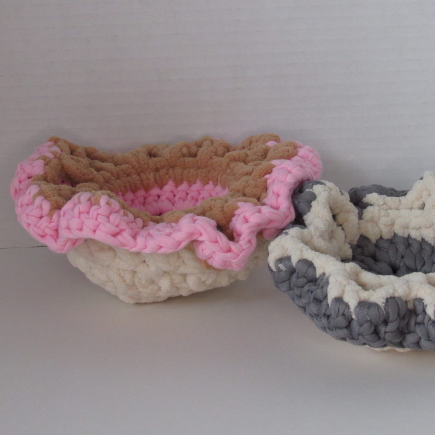 Cozy Flower Pedestal Basket - Crocheted Functional Basket
