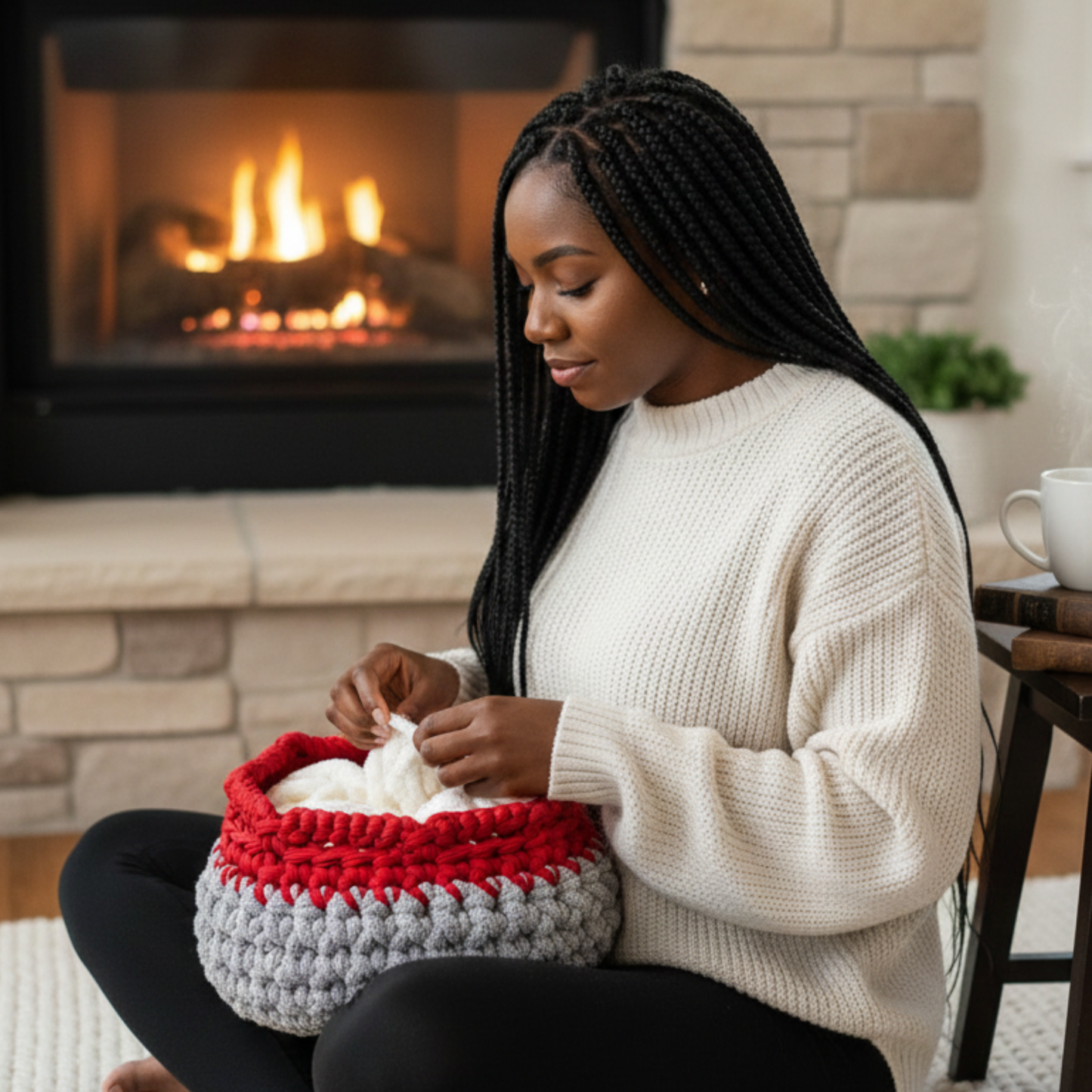 Crimson Comfort Cradle Basket - Crocheted Storage Basket
