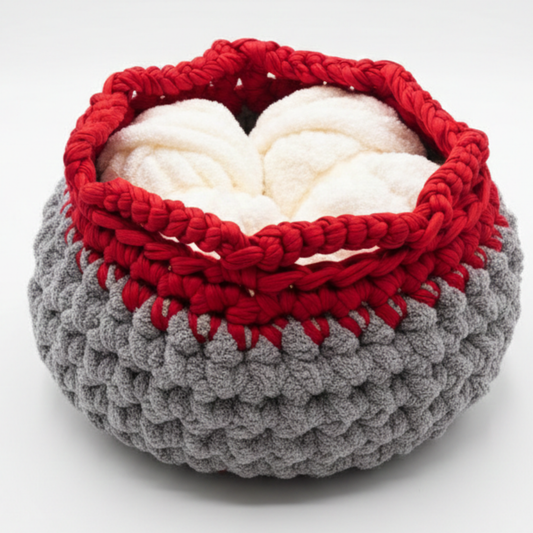 Crimson Comfort Cradle Basket - Crocheted Storage Basket