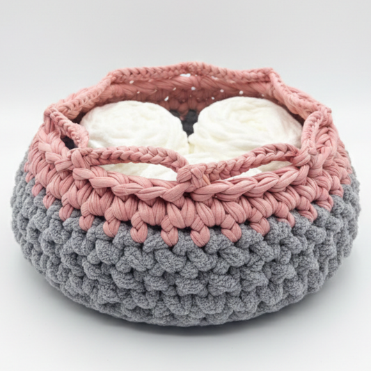 Dusky Rose Comfort Cradle Basket - Crocheted Storage Basket