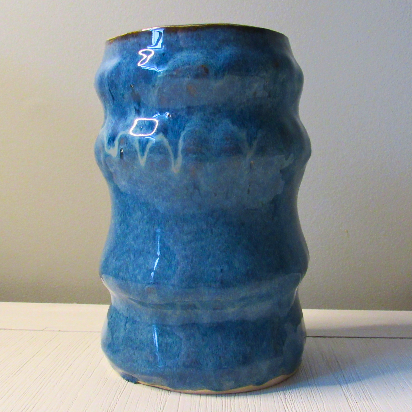 Stoned Denim Tidal Glaze Pottery  - Handmade Ceramic Slab Pot