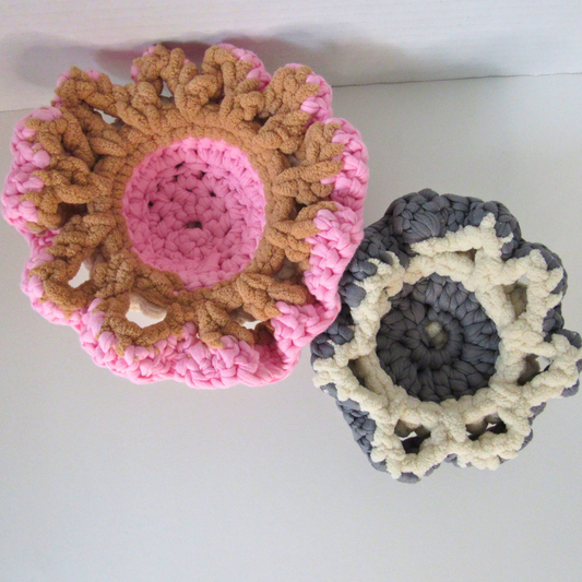 Cozy Flower Pedestal Basket - Crocheted Functional Basket