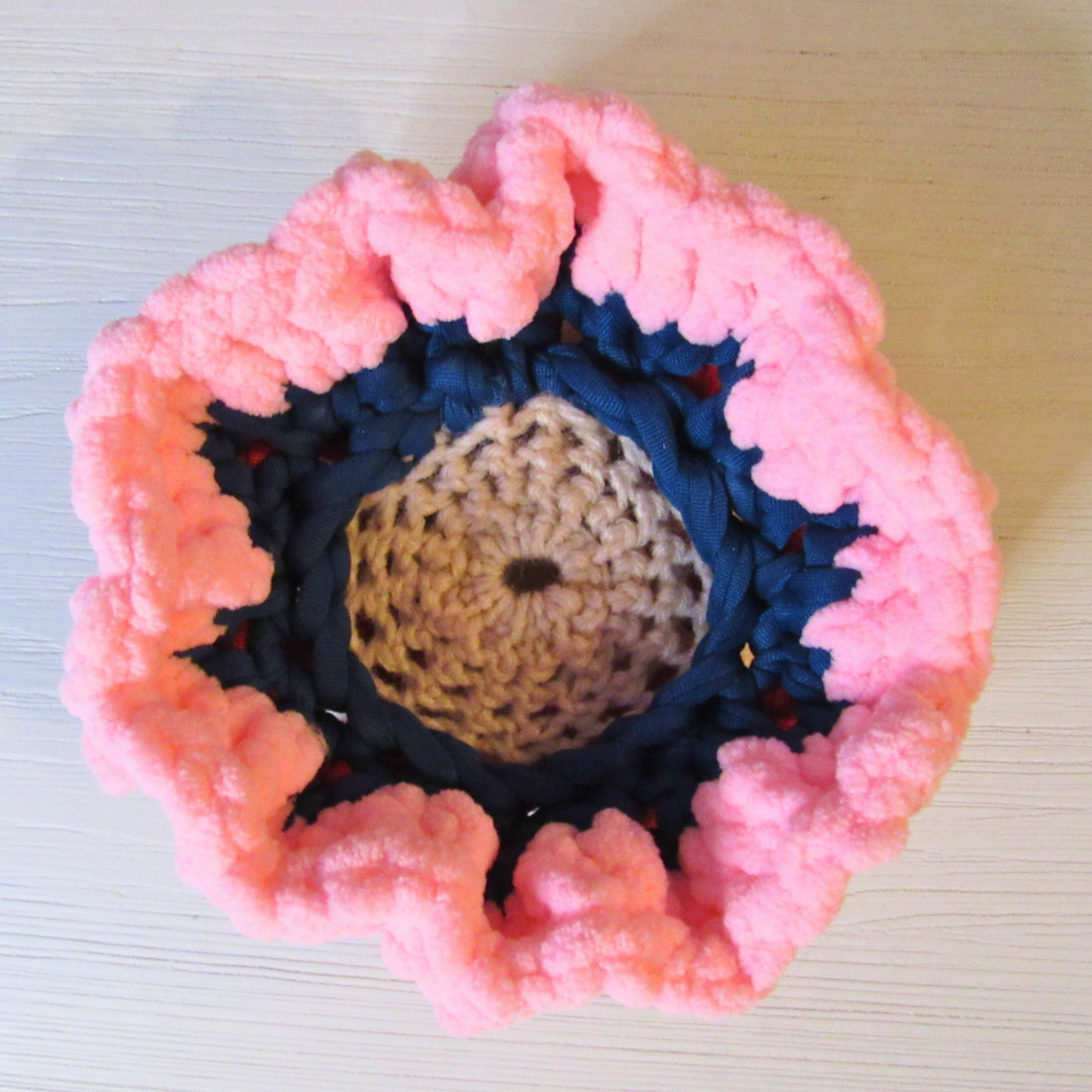 Cozy Mini Pedestal Functional Decorative Basket in pink view from above