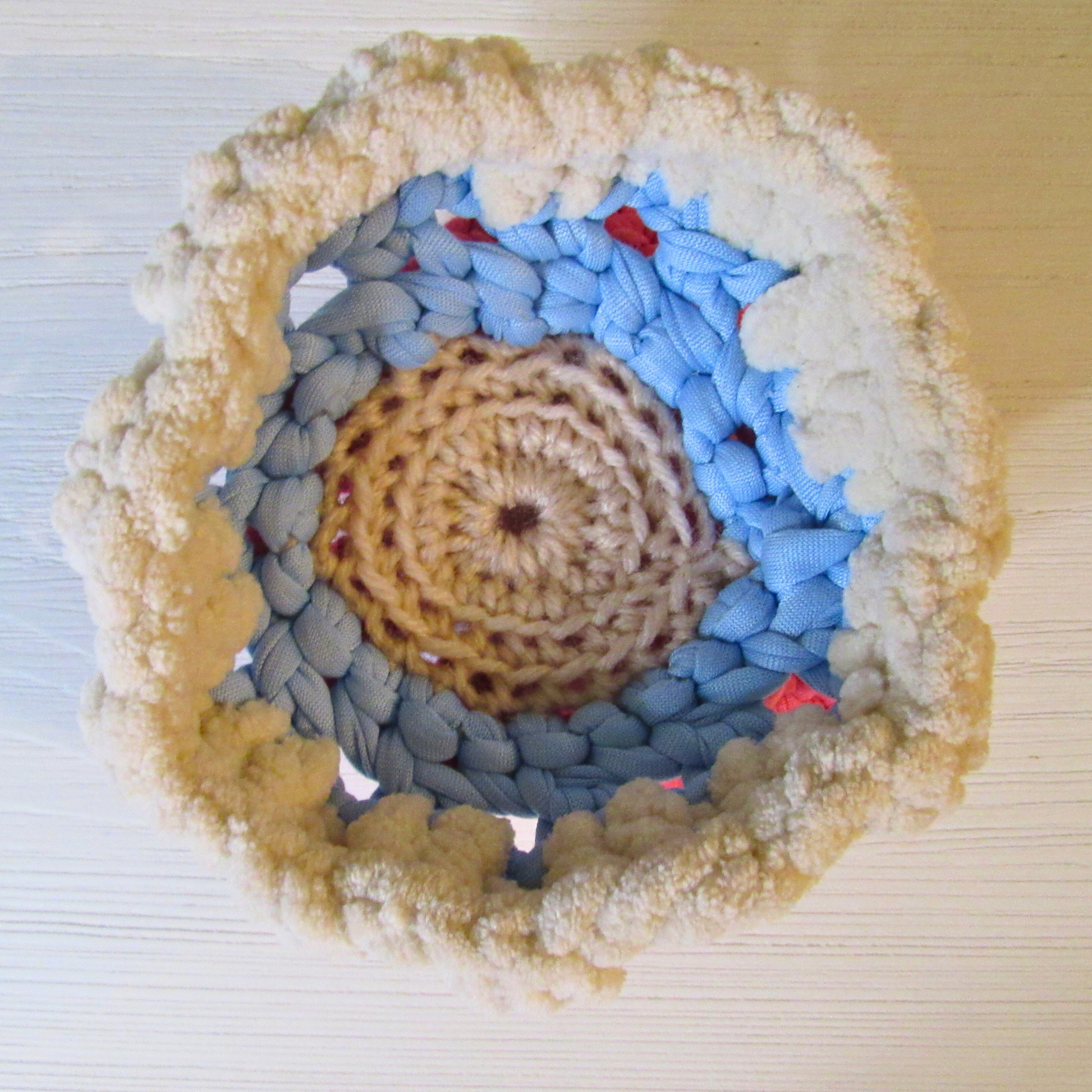 Cozy Mini Pedestal Functional Decorative Basket in cream view from above