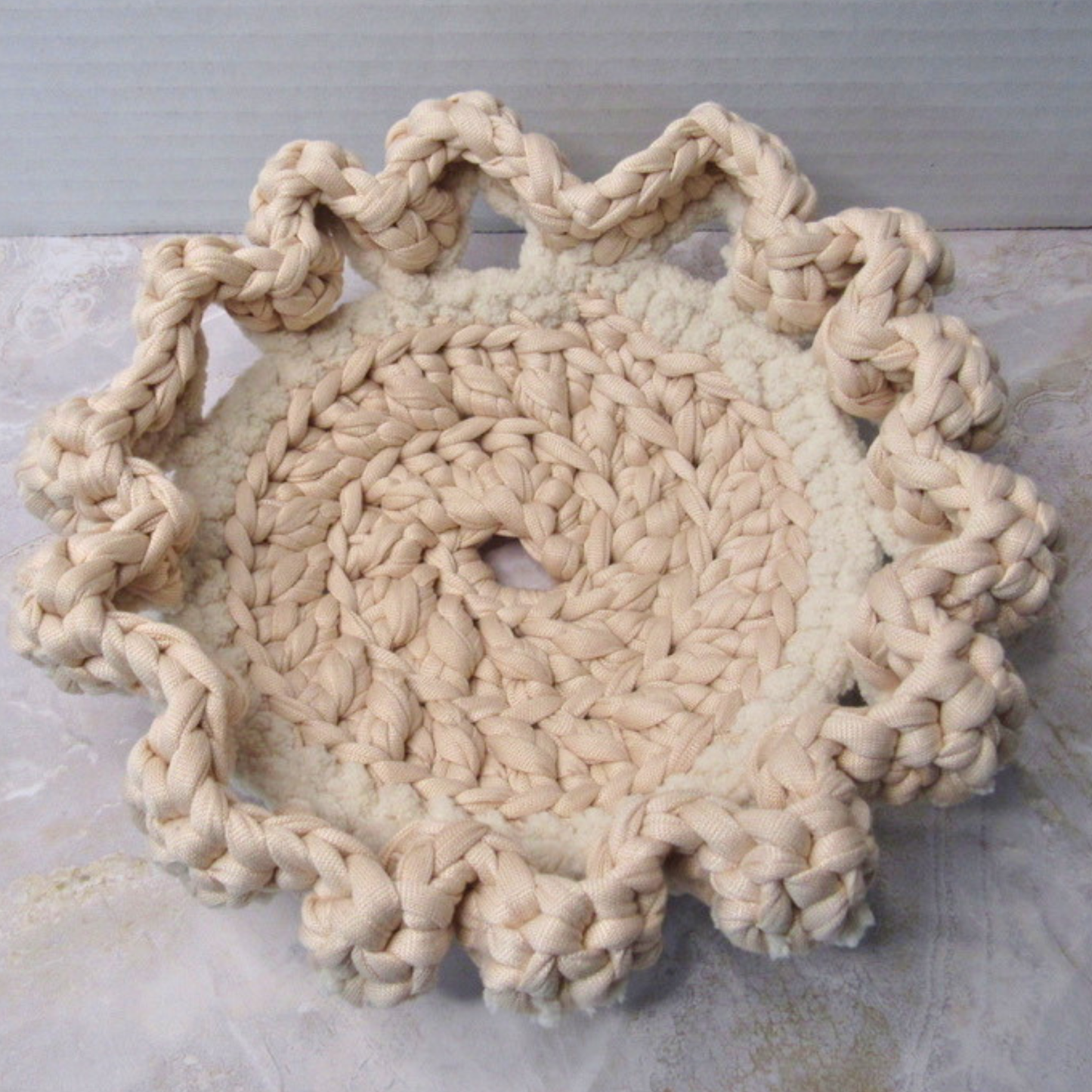 Flower Pedestal Basket - Crocheted Functional Basket