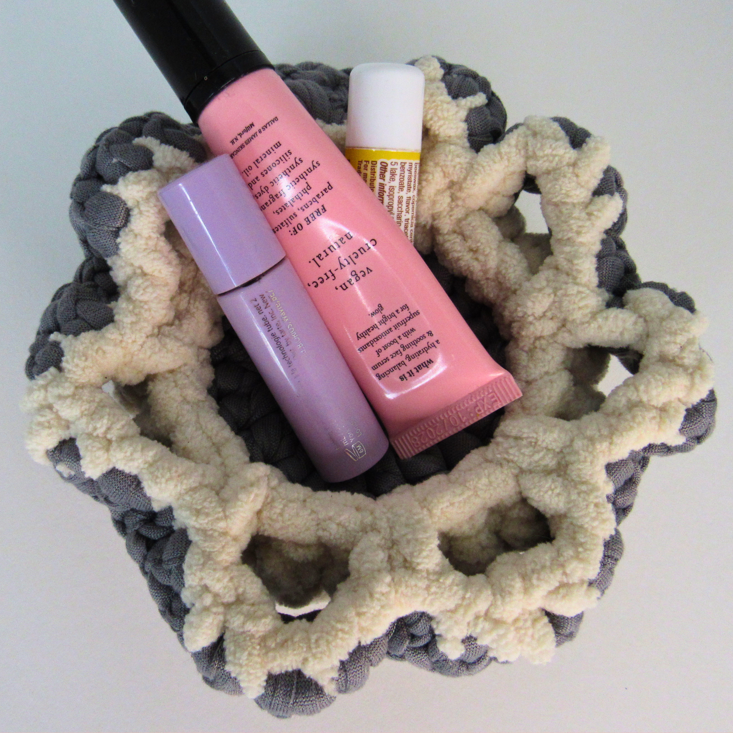 Cozy Flower Pedestal Basket - Crocheted Functional Basket