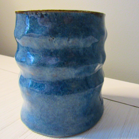 Stoned Denim Ripples Glaze Pottery  - Handmade Ceramic Slab Pot